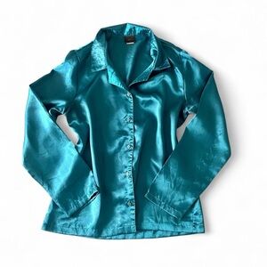 Elegant Teal Satin Blouse